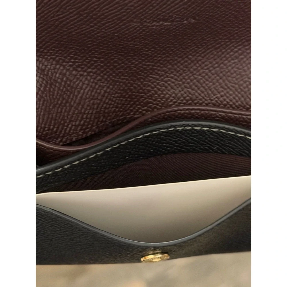 NWT Coach CH487 Envelope Card Case Black Crossgrain Leather Gold Hardware 4x3‎